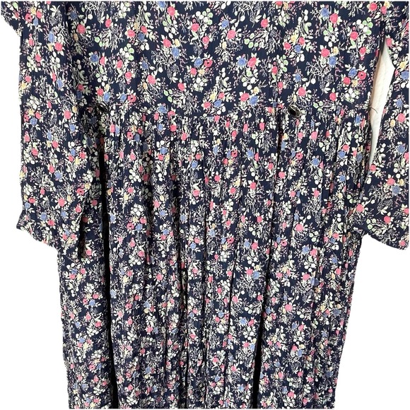 Vintage Dress To Kill Jane Mohr Floral Navy Floral Dress Cottagecore Grannycore - Picture 16 of 16